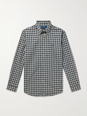 Button-Down Collar Logo-Embroidered Checked Cotton Shirt Button-Down Collar Logo-Embroidered Checked Cotton Shirt
