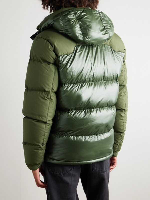 The Gorham Twill-Trimmed Quilted Glossed Recycled-Shell Hooded Down Jacket - BK The Gorham Twill-Trimmed Quilted Glossed Recycled-Shell Hooded Down Jacket - BK
