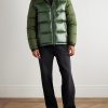 The Gorham Twill-Trimmed Quilted Glossed Recycled-Shell Hooded Down Jacket - OU The Gorham Twill-Trimmed Quilted Glossed Recycled-Shell Hooded Down Jacket - OU