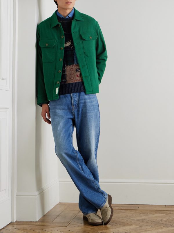 Appliquéd Wool-Flannel Overshirt - OU Appliquéd Wool-Flannel Overshirt - OU