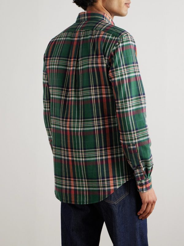 Button-Down Collar Checked Cotton Oxford Shirt - BK Button-Down Collar Checked Cotton Oxford Shirt - BK