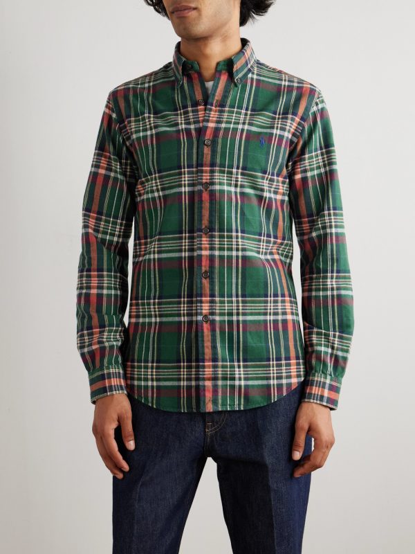 Button-Down Collar Checked Cotton Oxford Shirt - FR Button-Down Collar Checked Cotton Oxford Shirt - FR
