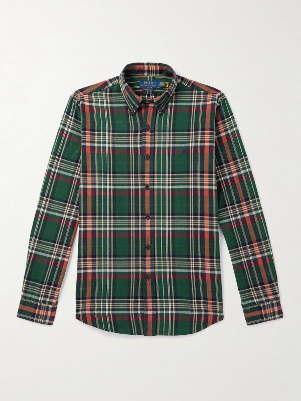 Button-Down Collar Checked Cotton Oxford Shirt Button-Down Collar Checked Cotton Oxford Shirt