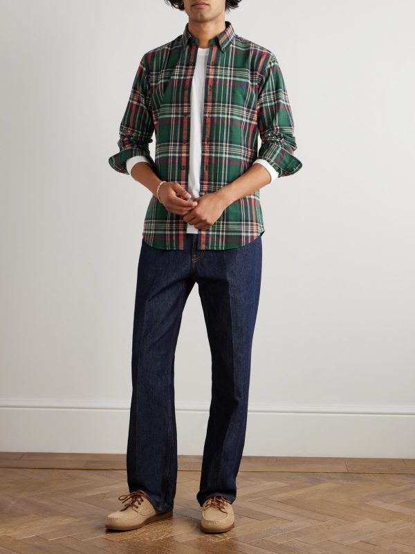 Button-Down Collar Checked Cotton Oxford Shirt - OU Button-Down Collar Checked Cotton Oxford Shirt - OU