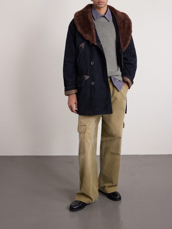 Shearling-Trimmed Cotton-Corduroy Coat - OU Shearling-Trimmed Cotton-Corduroy Coat - OU