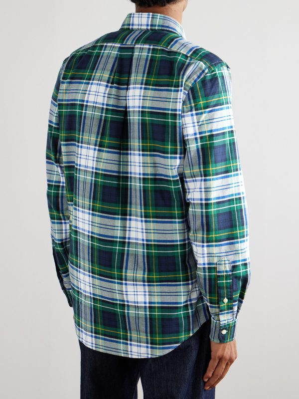 Button-Down Collar Logo-Embroidered Checked Cotton Oxford Shirt - BK Button-Down Collar Logo-Embroidered Checked Cotton Oxford Shirt - BK
