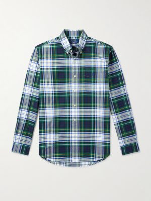Button-Down Collar Logo-Embroidered Checked Cotton Oxford Shirt Button-Down Collar Logo-Embroidered Checked Cotton Oxford Shirt