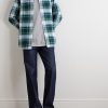 Button-Down Collar Logo-Embroidered Checked Cotton Oxford Shirt - OU Button-Down Collar Logo-Embroidered Checked Cotton Oxford Shirt - OU
