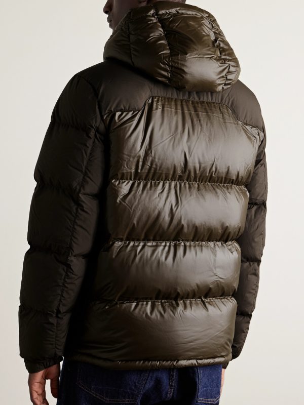 The Gorham Twill-Trimmed Quilted Glossed-Shell Hooded Down Jacket - BK The Gorham Twill-Trimmed Quilted Glossed-Shell Hooded Down Jacket - BK