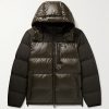 The Gorham Twill-Trimmed Quilted Glossed-Shell Hooded Down Jacket The Gorham Twill-Trimmed Quilted Glossed-Shell Hooded Down Jacket