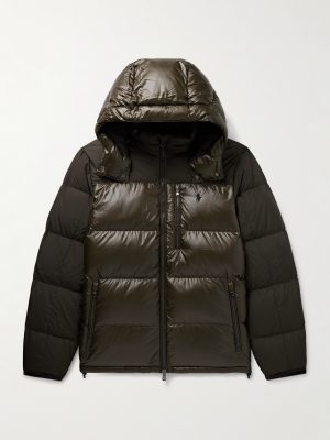 The Gorham Twill-Trimmed Quilted Glossed-Shell Hooded Down Jacket The Gorham Twill-Trimmed Quilted Glossed-Shell Hooded Down Jacket