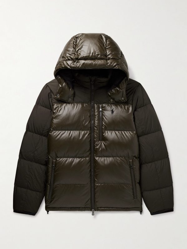 The Gorham Twill-Trimmed Quilted Glossed-Shell Hooded Down Jacket The Gorham Twill-Trimmed Quilted Glossed-Shell Hooded Down Jacket