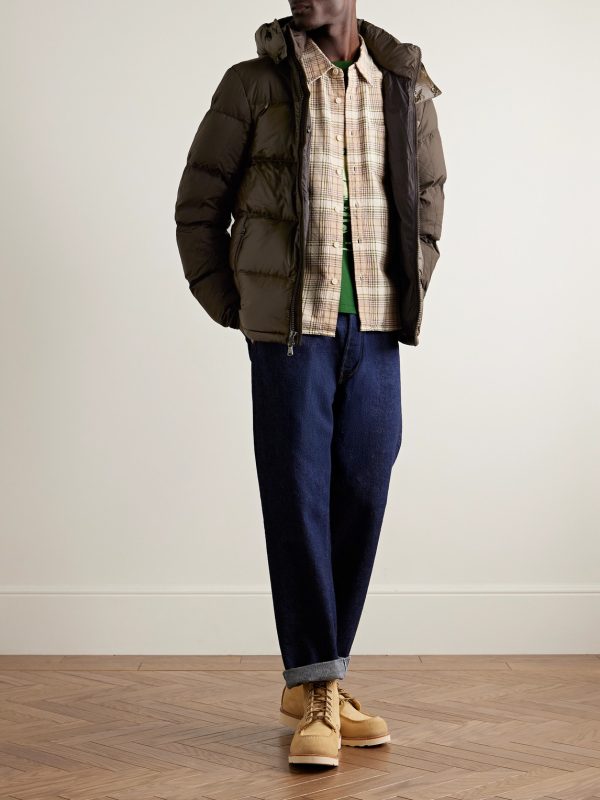 The Gorham Twill-Trimmed Quilted Glossed-Shell Hooded Down Jacket - OU The Gorham Twill-Trimmed Quilted Glossed-Shell Hooded Down Jacket - OU