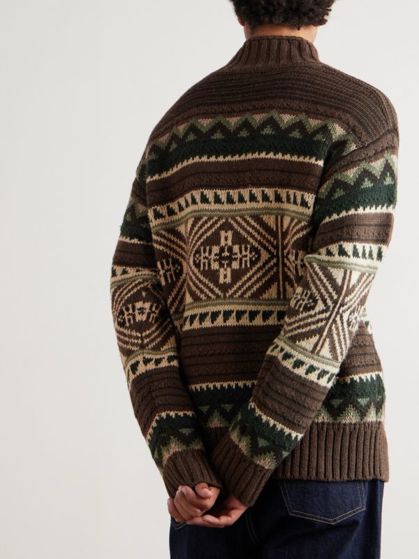 Cotton-Blend Jacquard Mock-Neck Sweater - BK