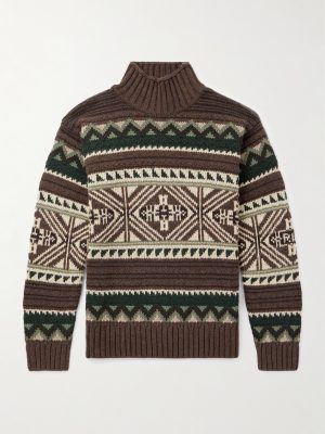 Cotton-Blend Jacquard Mock-Neck Sweater
