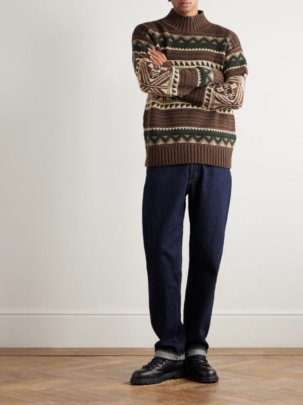 Cotton-Blend Jacquard Mock-Neck Sweater - OU
