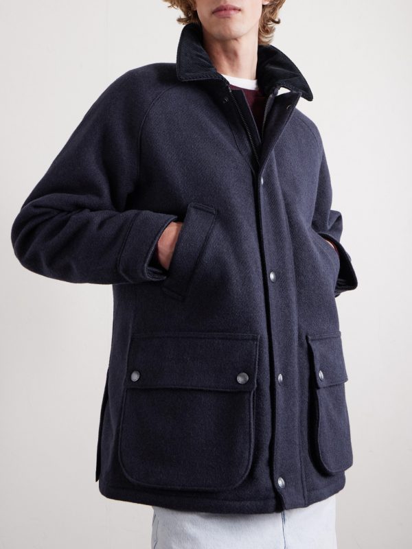 Logo-Appliquéd Cotton Corduroy-Trimmed Wool-Twill Jacket - FR Logo-Appliquéd Cotton Corduroy-Trimmed Wool-Twill Jacket - FR
