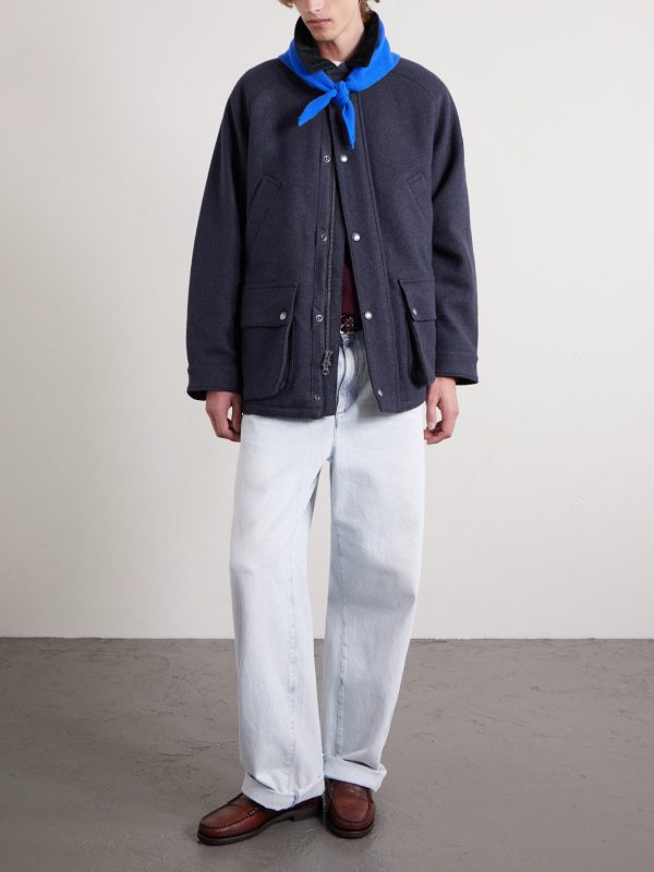 Logo-Appliquéd Cotton Corduroy-Trimmed Wool-Twill Jacket - OU Logo-Appliquéd Cotton Corduroy-Trimmed Wool-Twill Jacket - OU