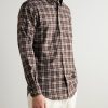 Button-Down Checked Logo-Embroidered Cotton Shirt - FR Button-Down Checked Logo-Embroidered Cotton Shirt - FR