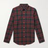 Button-Down Checked Logo-Embroidered Cotton Shirt Button-Down Checked Logo-Embroidered Cotton Shirt