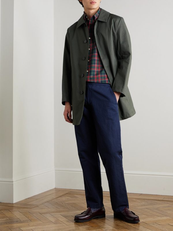 Button-Down Checked Logo-Embroidered Cotton Shirt - OU Button-Down Checked Logo-Embroidered Cotton Shirt - OU
