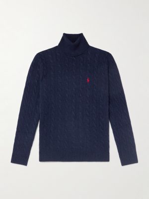 Logo-Embroidered Cable-Knit Wool and Cashmere-Blend Rollneck Sweater Logo-Embroidered Cable-Knit Wool and Cashmere-Blend Rollneck Sweater
