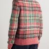 Logo-Embroidered Checked Brushed-Knit Sweater - BK Logo-Embroidered Checked Brushed-Knit Sweater - BK