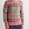Logo-Embroidered Checked Brushed-Knit Sweater - FR Logo-Embroidered Checked Brushed-Knit Sweater - FR