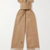 Fringed Logo-Embroidered Cashmere Scarf