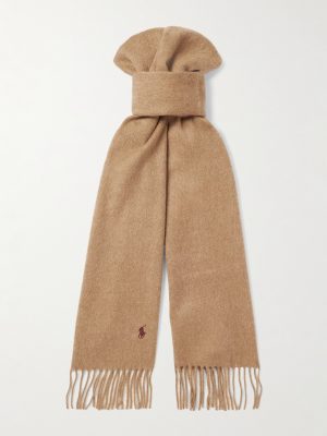 Fringed Logo-Embroidered Cashmere Scarf Fringed Logo-Embroidered Cashmere Scarf
