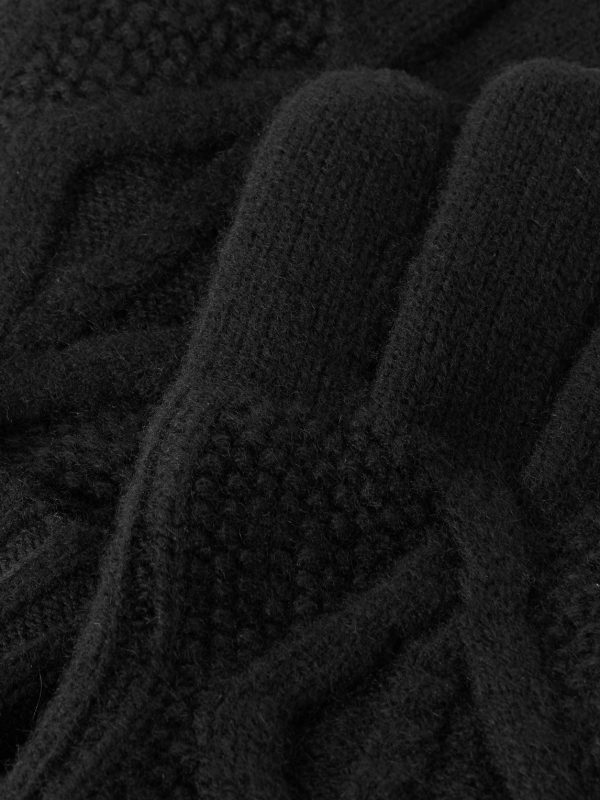 Cable-Knit Wool and Cashmere-Blend Gloves - CU Cable-Knit Wool and Cashmere-Blend Gloves - CU