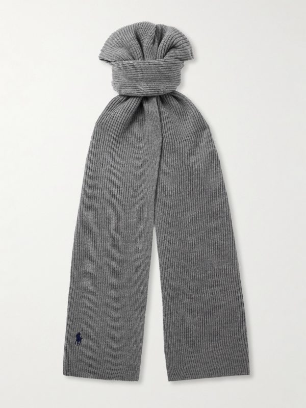 Logo-Embroidered Ribbed Wool Beanie and Scarf Set - E1 Logo-Embroidered Ribbed Wool Beanie and Scarf Set - E1