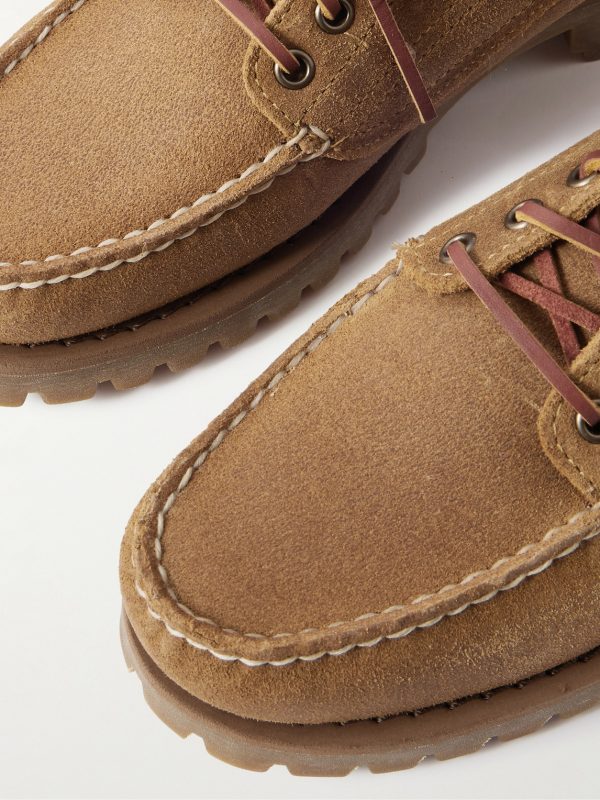 Askook Leather-Trimmed Waxed-Suede Boat Shoes - CU Askook Leather-Trimmed Waxed-Suede Boat Shoes - CU