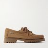 Askook Leather-Trimmed Waxed-Suede Boat Shoes Askook Leather-Trimmed Waxed-Suede Boat Shoes