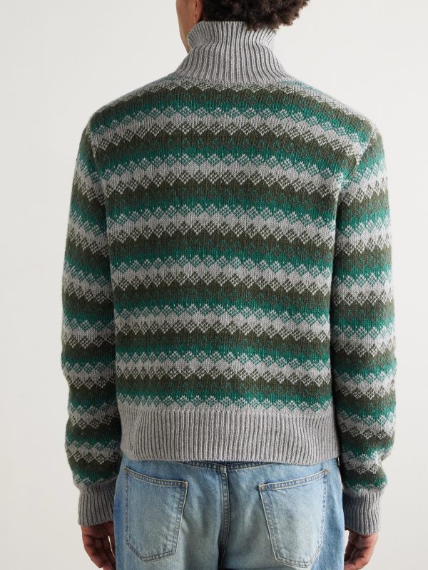 Jacquard-Knit Cashmere and Wool-Blend Cardigan - BK Jacquard-Knit Cashmere and Wool-Blend Cardigan - BK