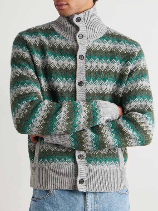 Jacquard-Knit Cashmere and Wool-Blend Cardigan - FR Jacquard-Knit Cashmere and Wool-Blend Cardigan - FR