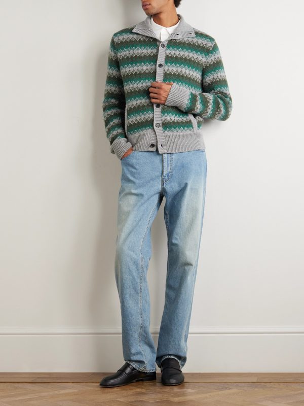 Jacquard-Knit Cashmere and Wool-Blend Cardigan - OU Jacquard-Knit Cashmere and Wool-Blend Cardigan - OU
