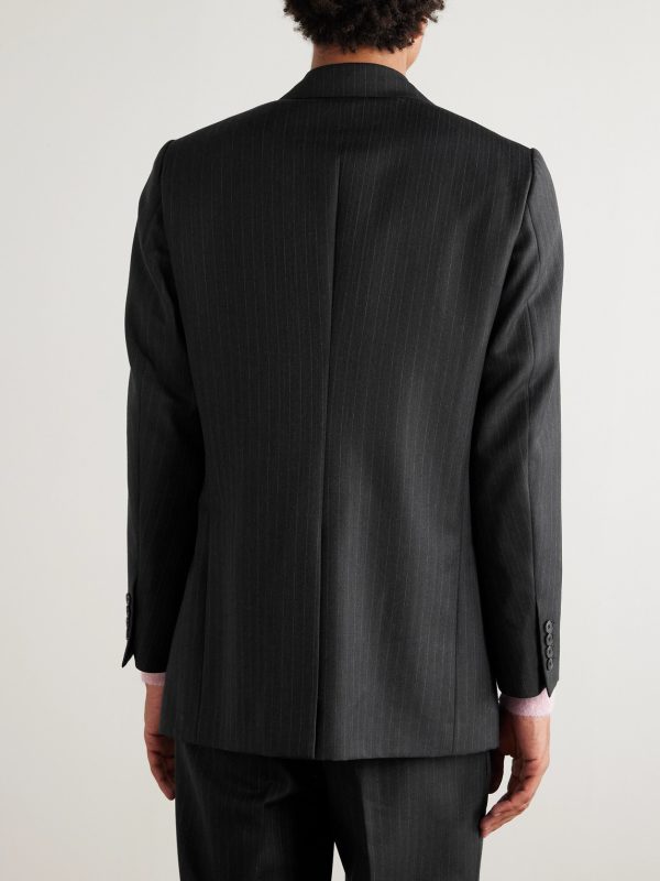 Pinstriped Wool Suit Jacket - BK