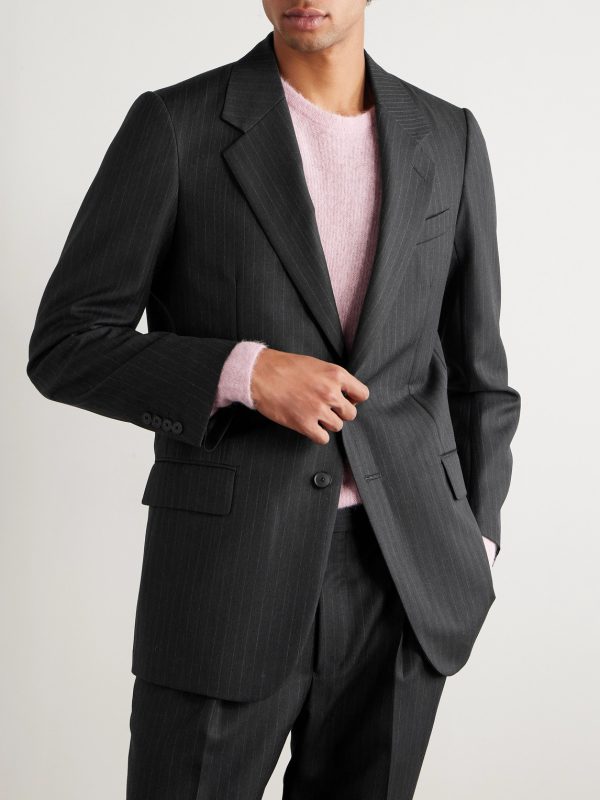 Pinstriped Wool Suit Jacket - FR