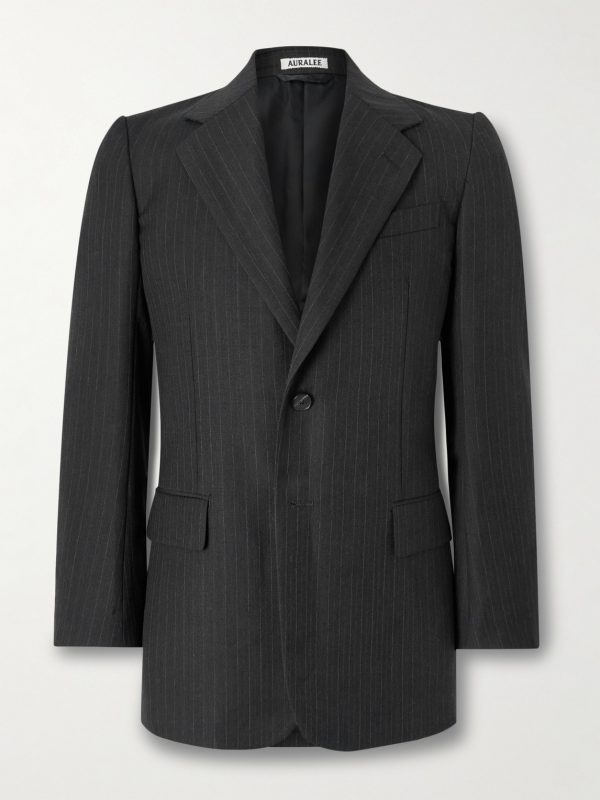 Pinstriped Wool Suit Jacket