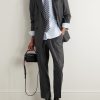 Tapered Cropped Brushed-Wool Suit Trousers - OU Tapered Cropped Brushed-Wool Suit Trousers - OU