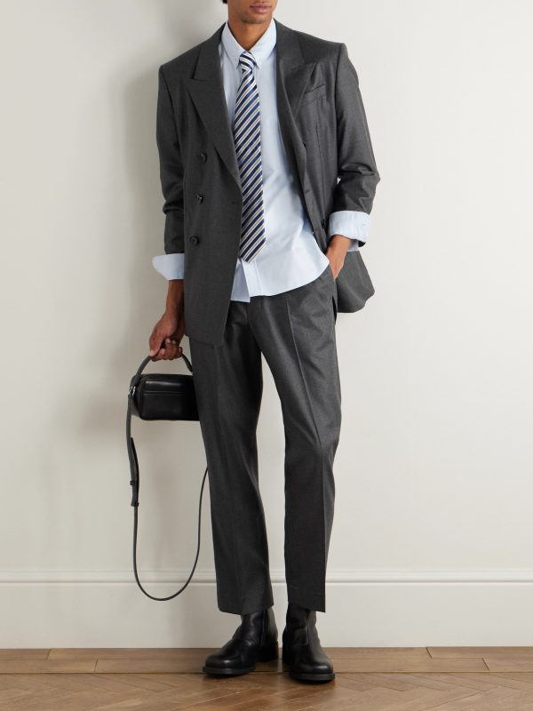 Tapered Cropped Brushed-Wool Suit Trousers - OU Tapered Cropped Brushed-Wool Suit Trousers - OU