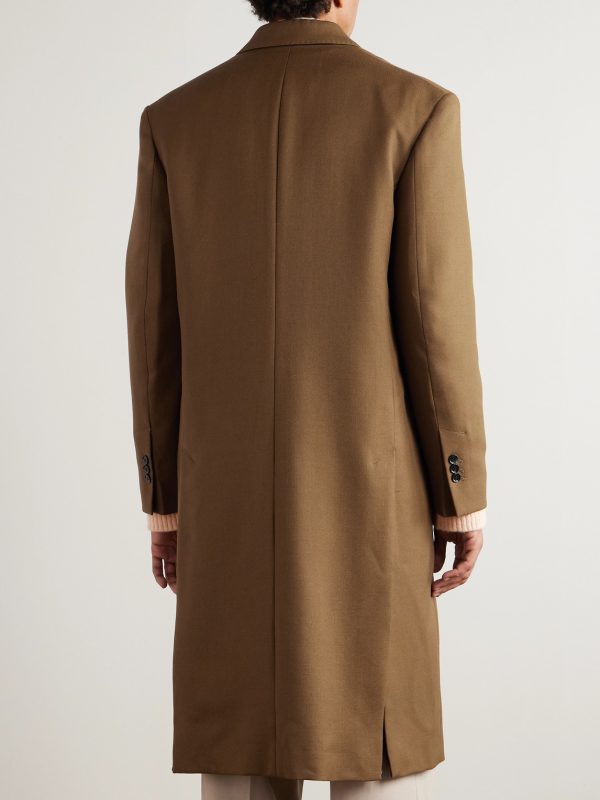 Double-Breasted Wool-Gabardine Coat - BK Double-Breasted Wool-Gabardine Coat - BK