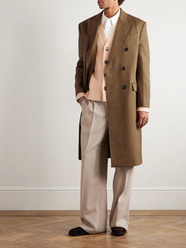Double-Breasted Wool-Gabardine Coat - OU Double-Breasted Wool-Gabardine Coat - OU