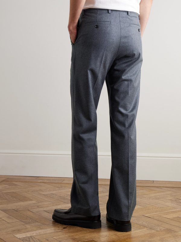 Virgin Wool-Flannel Straight-Leg Drawstring Trousers - BK Virgin Wool-Flannel Straight-Leg Drawstring Trousers - BK