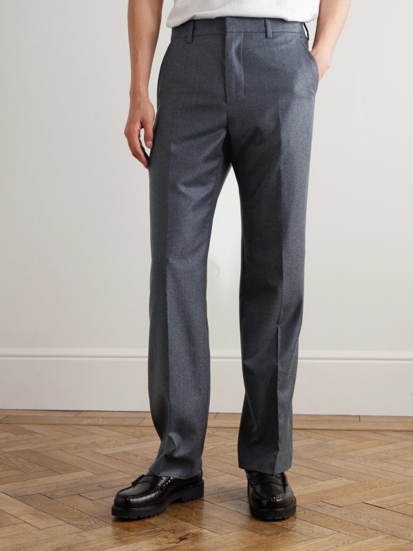 Virgin Wool-Flannel Straight-Leg Drawstring Trousers - FR Virgin Wool-Flannel Straight-Leg Drawstring Trousers - FR