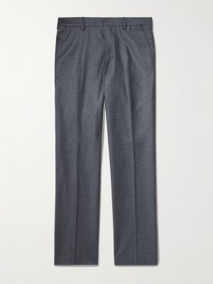 Virgin Wool-Flannel Straight-Leg Drawstring Trousers