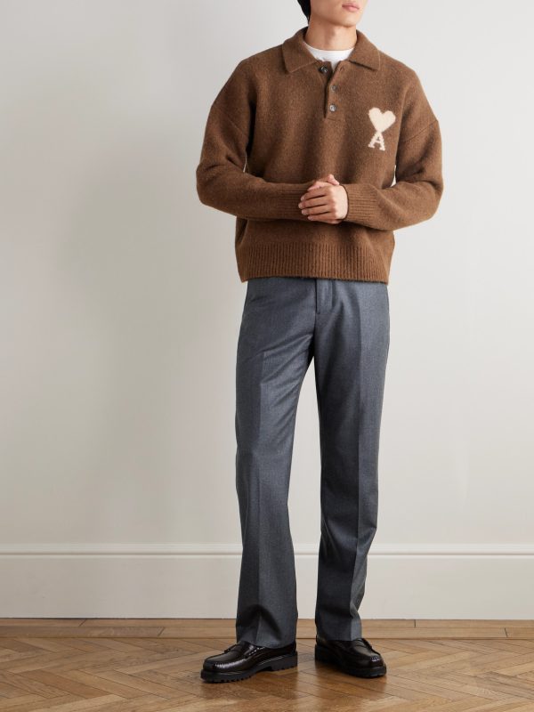 Virgin Wool-Flannel Straight-Leg Drawstring Trousers - OU Virgin Wool-Flannel Straight-Leg Drawstring Trousers - OU