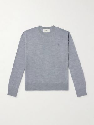 Logo-Embroidered Virgin Wool and Silk-Blend Sweatshirt
