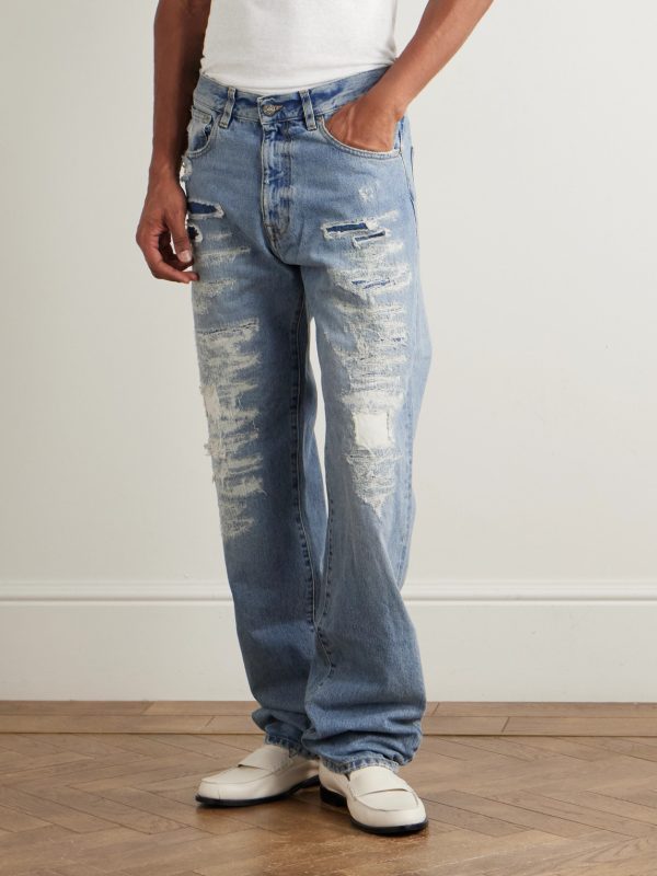 Straight-Leg Distressed Jeans - FR Straight-Leg Distressed Jeans - FR